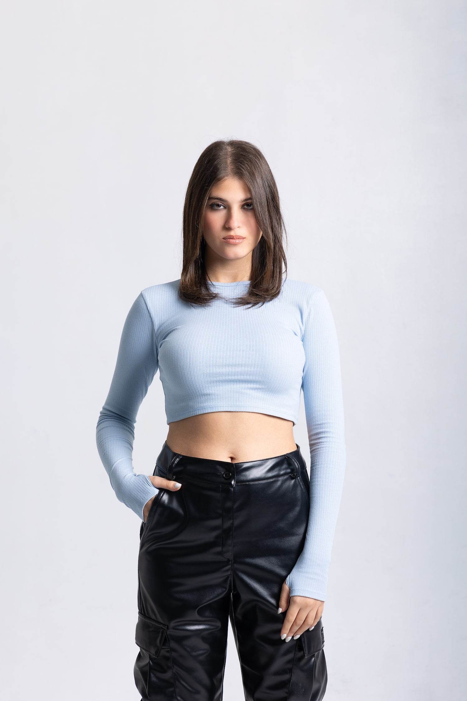 Thumbhole Long Sleeve Crop Top - FAIR & SQUARE