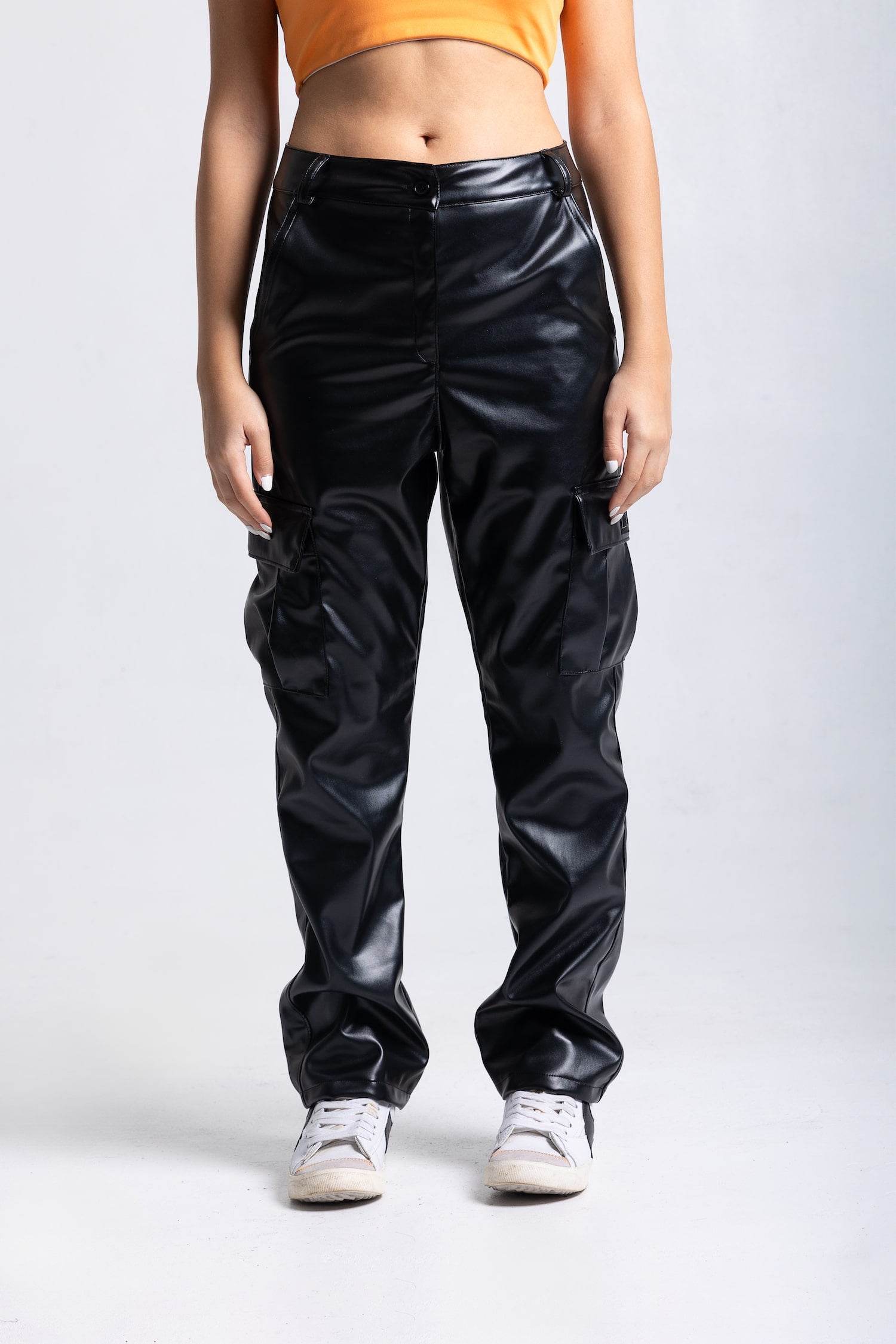 Leather Wide Leg Cargo Pants - FAIR & SQUARE