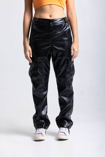 Leather Wide Leg Cargo Pants - FAIR & SQUARE