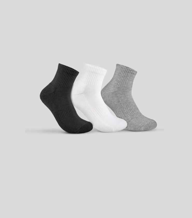 Crew Socks 3 Pack Black/White/Grey