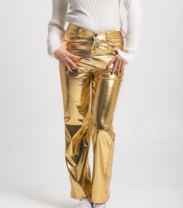 Metallic Leather Pants