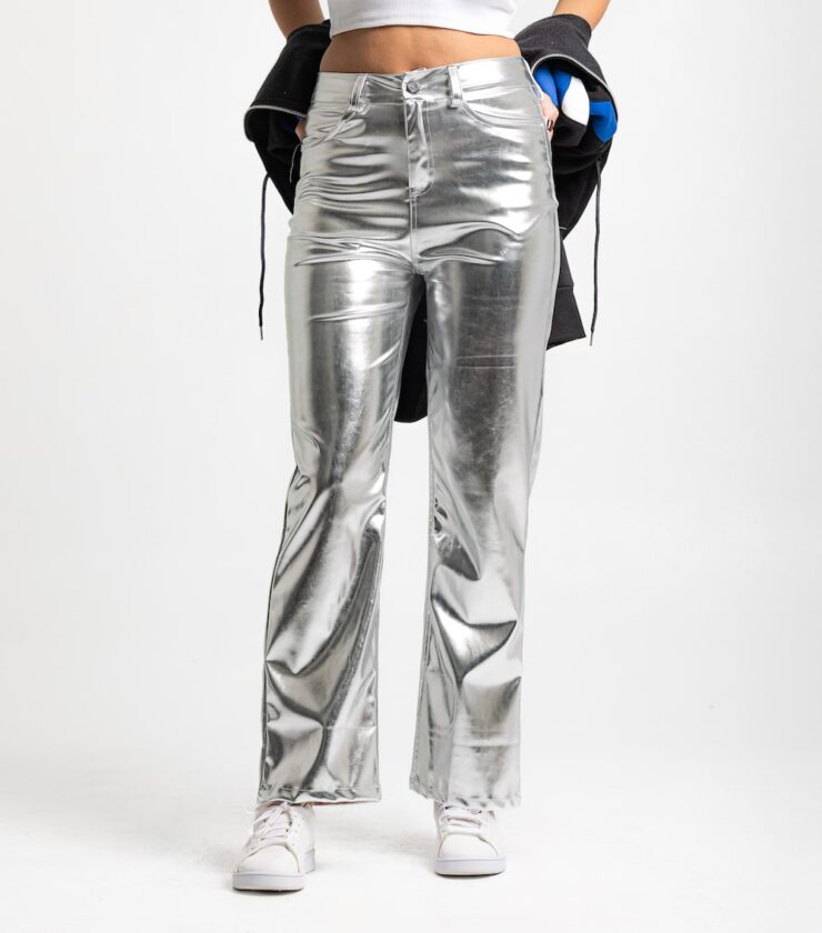 Metallic Leather Pants