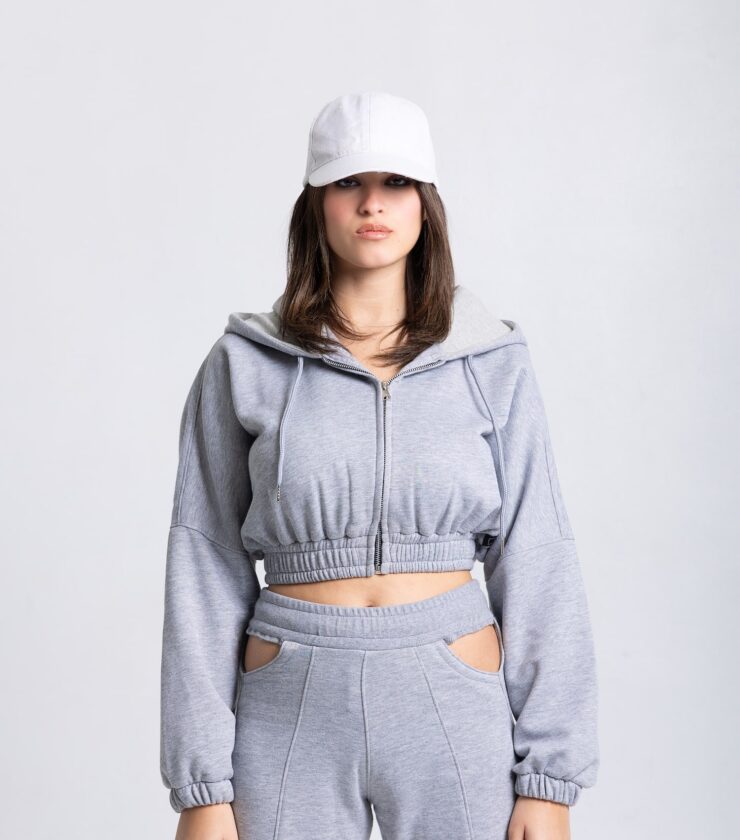 Cropped Zip-Up Hoodie