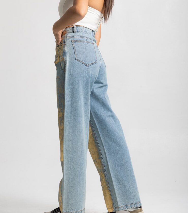 Golden Relaxed Coated Jeans