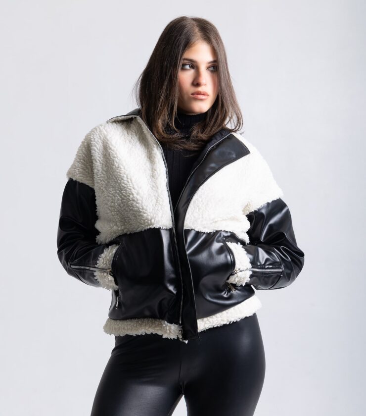 Bi-Color Fur Leather Jacket