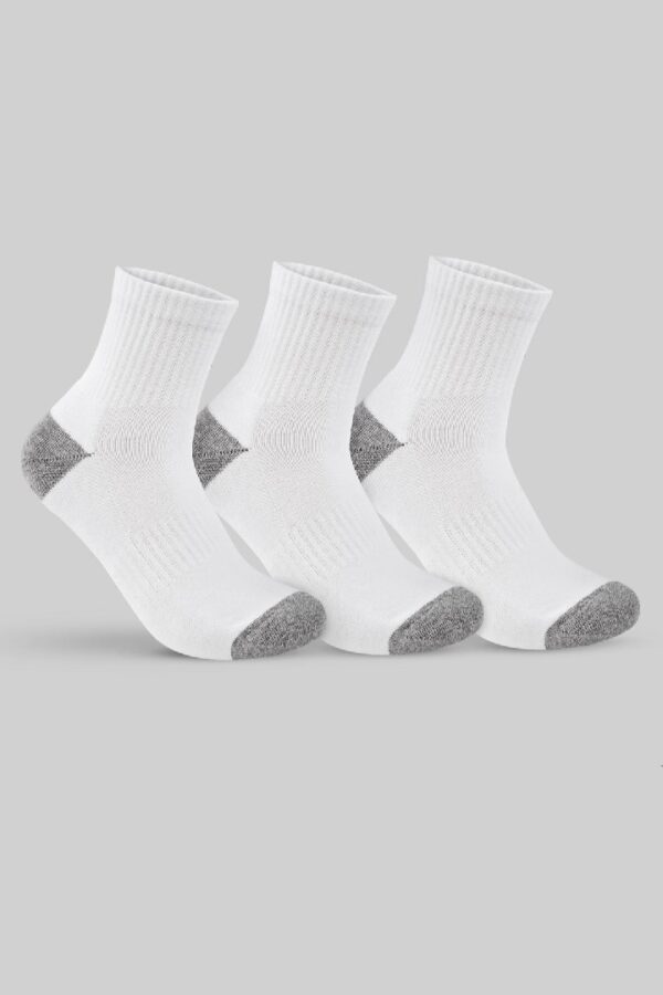 Pack Of 3 Half Terry White Socks