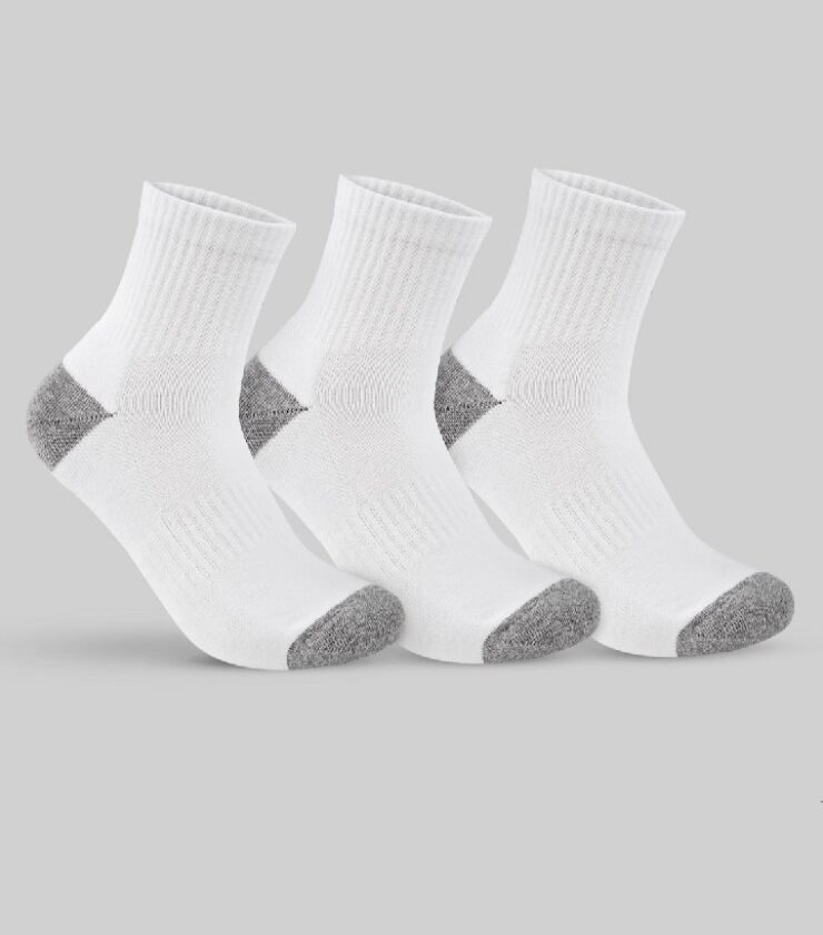 Pack Of 3 Half Terry White Socks