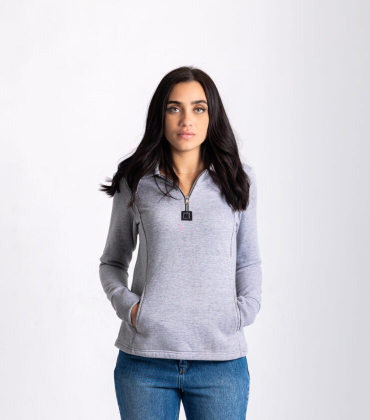 Half-Zipper Hoodie with Thumbhole