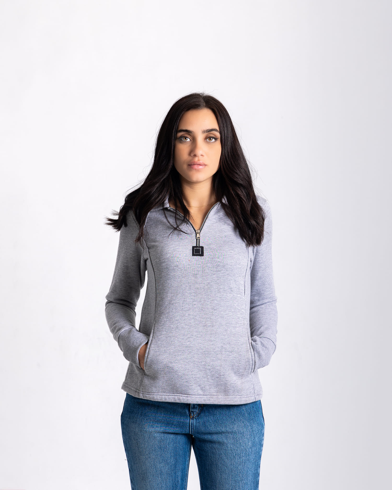 Half-Zipper Hoodie with Thumbhole