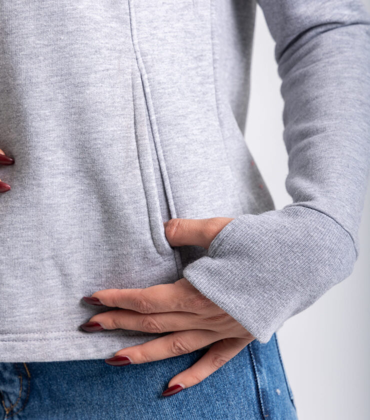 Half-Zipper Hoodie with Thumbhole