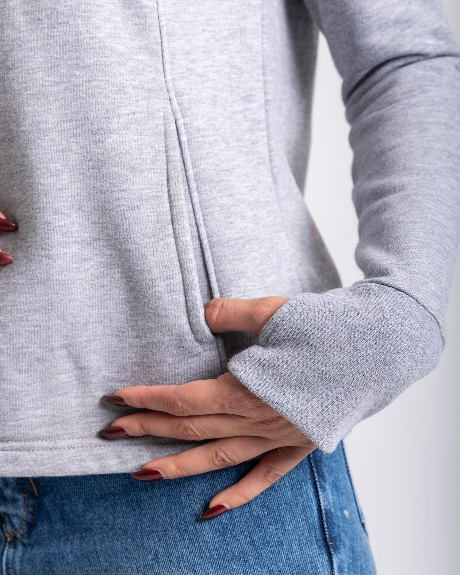 Half-Zipper Hoodie with Thumbhole
