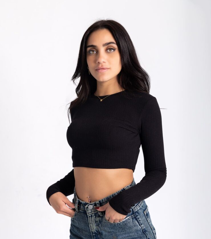 Thumbhole Long Sleeve Crop Top